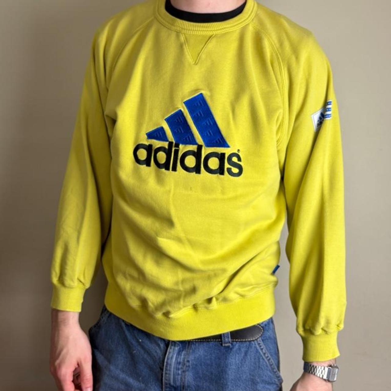 Vintage Adidas Yellow Embroidered 90s Sweatshirt - S