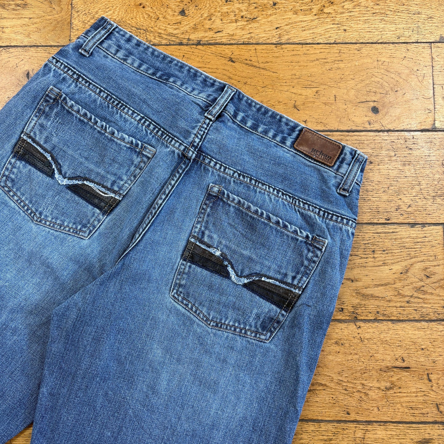 Vintage Embroidered Blue Hip Hop Baggy Shorts Jorts - 34