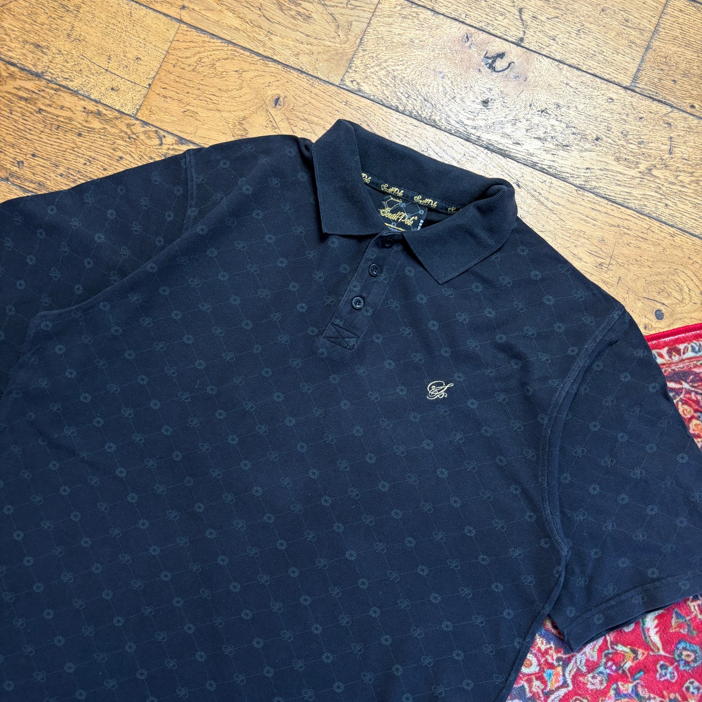 Vintage Southpole Black Monogram Hip Hop Polo Shirt - XL