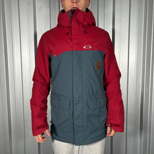 Oakley Red Grey Ski Snow Thinsulate Technical Jacket Coat - S