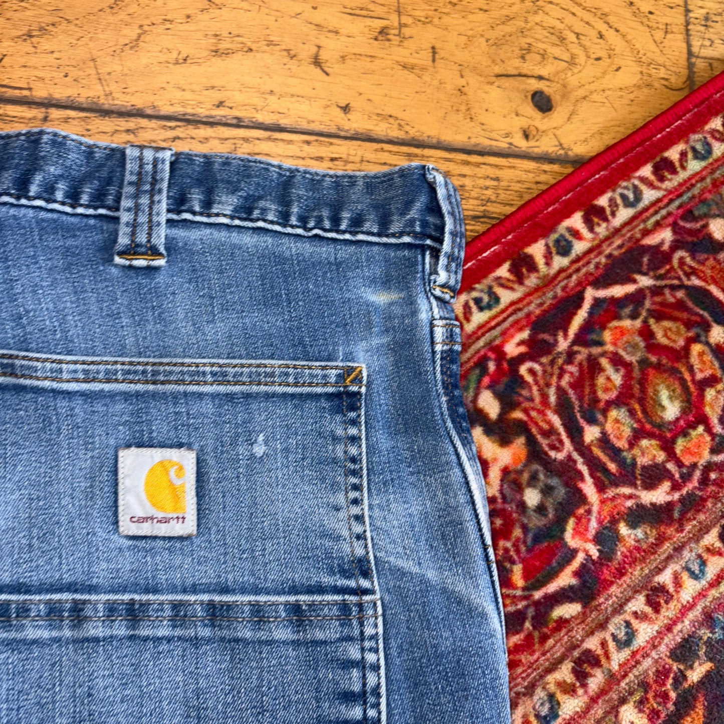 Vintage Carhartt Workwear Straight Blue Carpenter Shorts - 36