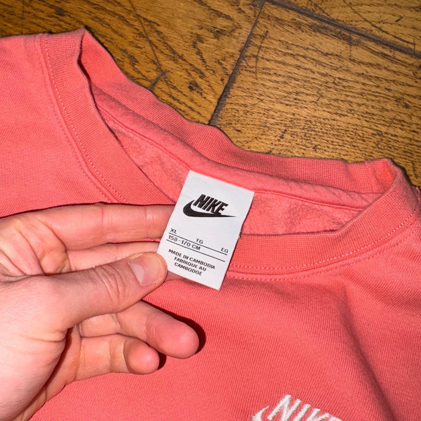 Vintage Nike Womens Pink Womens Embroidered Sweatshirt - Size 10