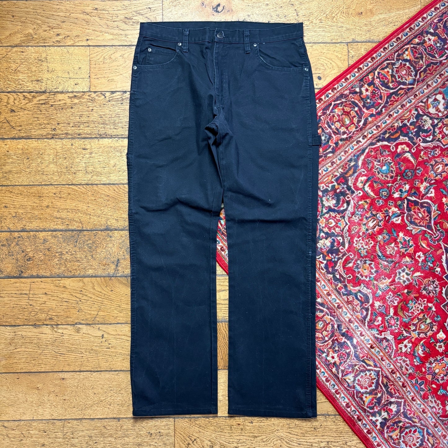 Vintage Dickies Workwear Carpenter Black Baggy Trousers - 36R