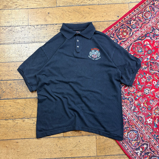 Vintage Harley Davidson Embroidered Black Polo Shirt - M
