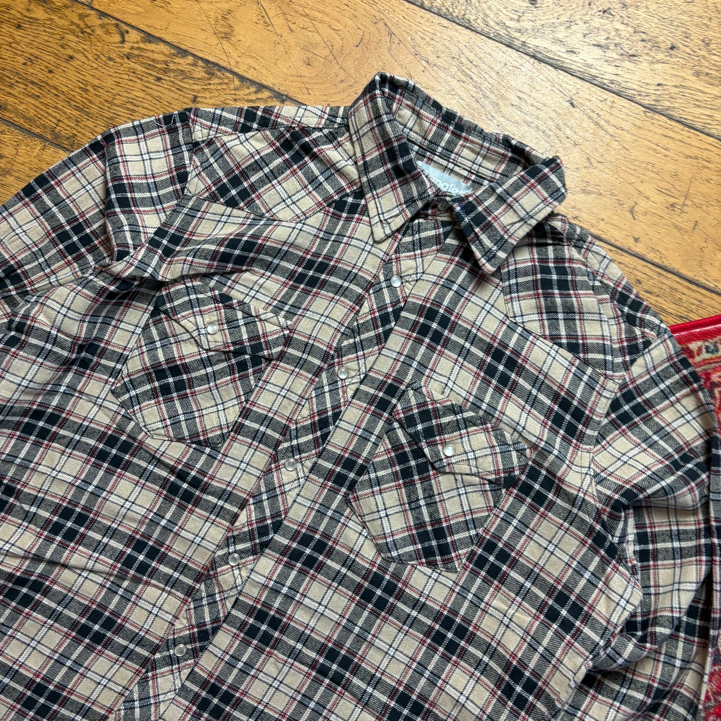 Vintage Wrangler Cream Check Embroidered Shirt - L