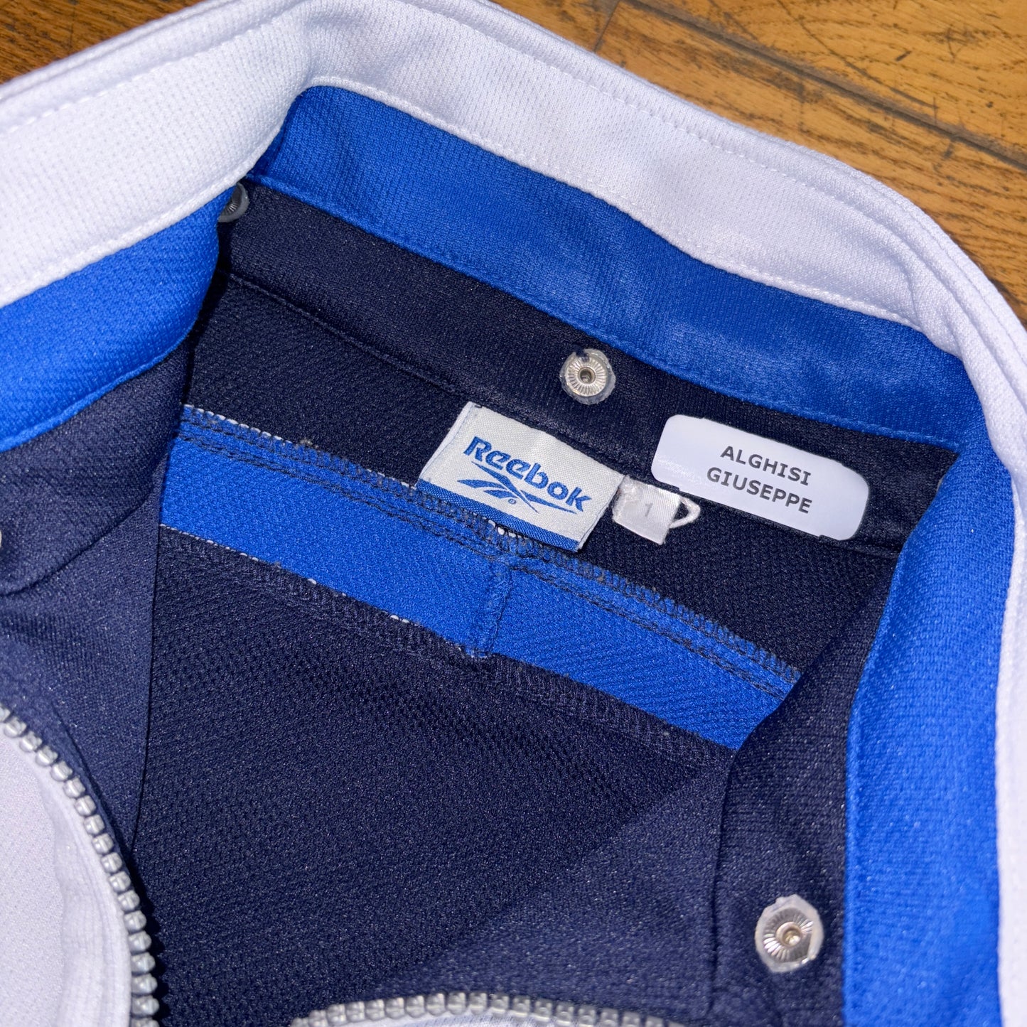 Vintage Reebok White Blue Tracksuit Track Shell Windbreaker Jacket - S