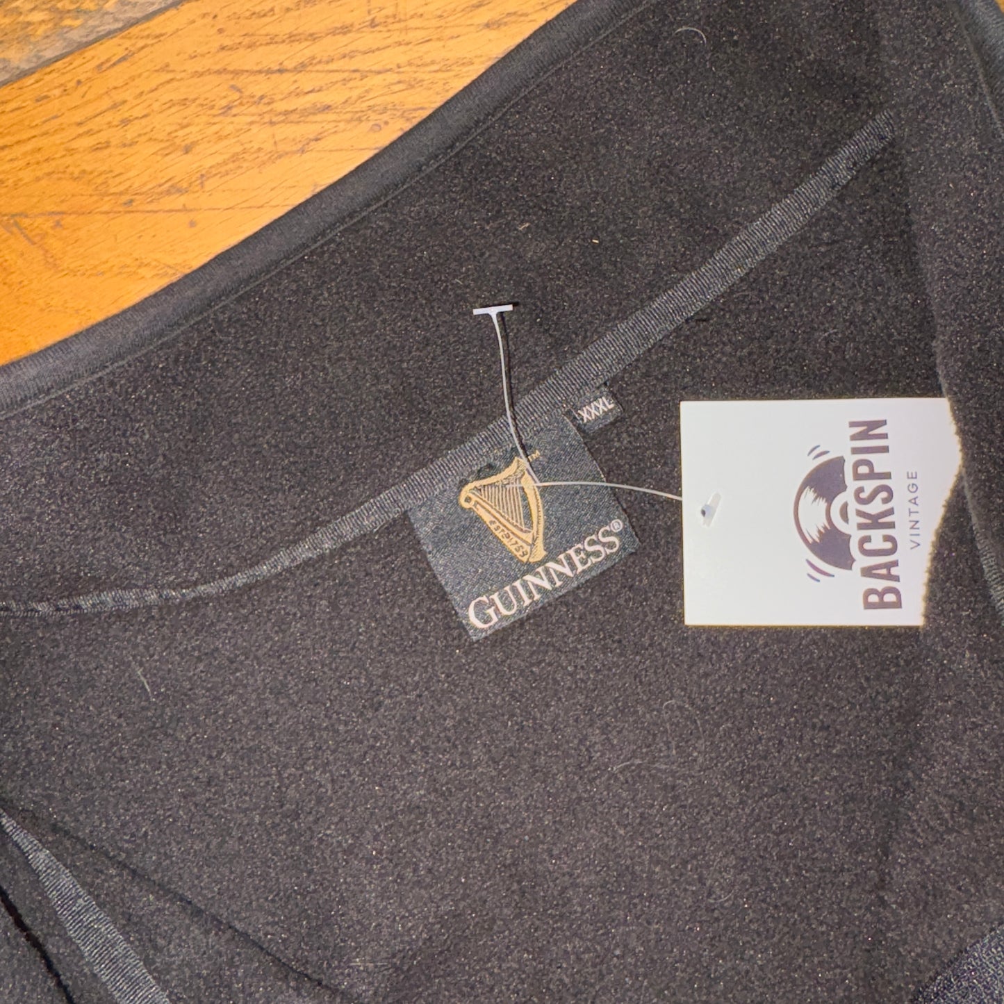Vintage Guinness Black Embroidered Fleece Sweatshirt - 2XL