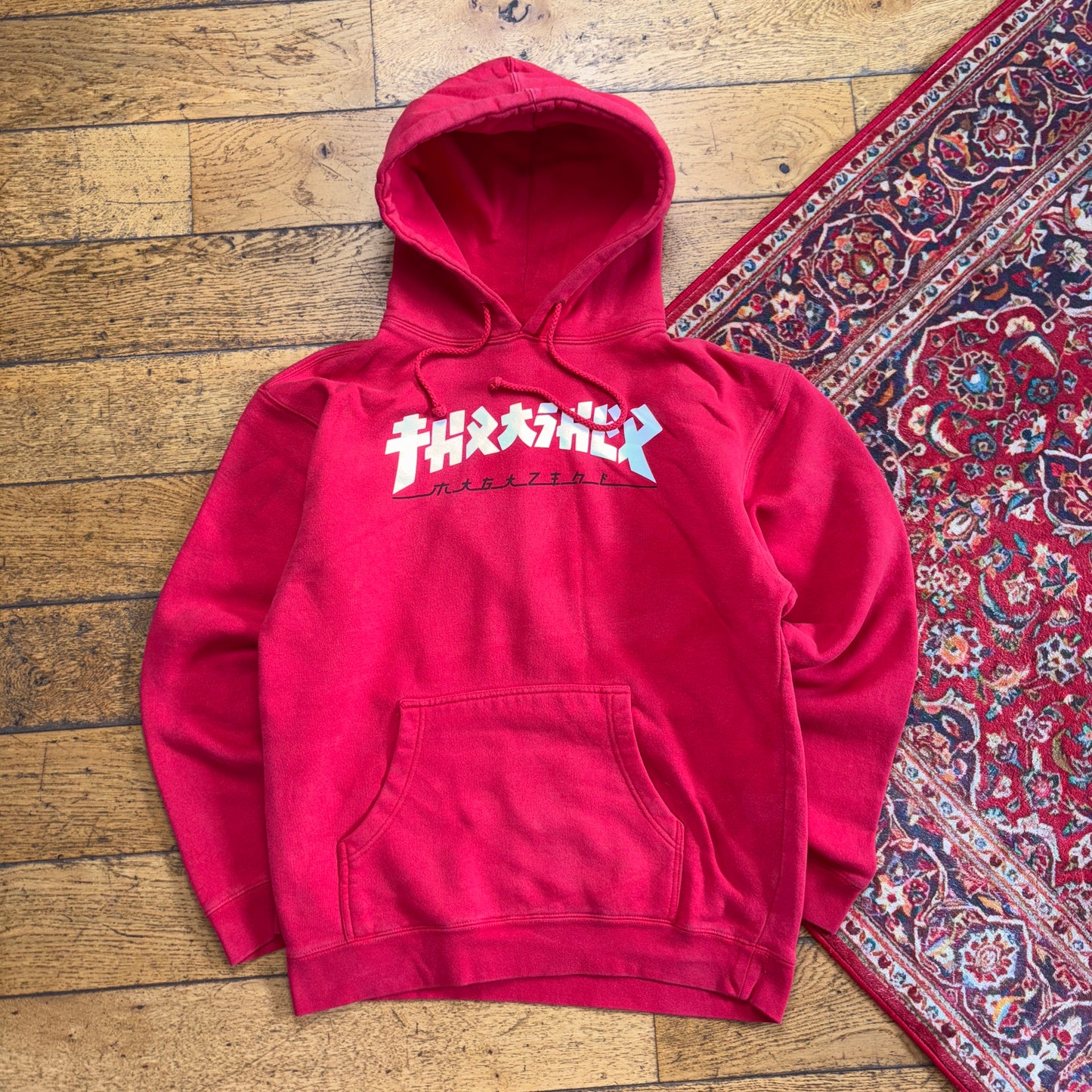 Vintage Thrasher Red Skate Hoodie Sweatshirt - L