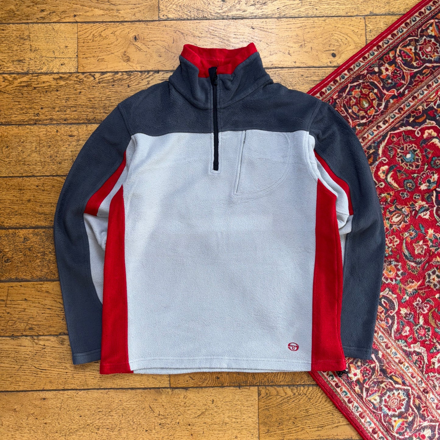 Vintage 90s Sergio Tacchini Grey Fleece Embroidered Sweatshirt - M