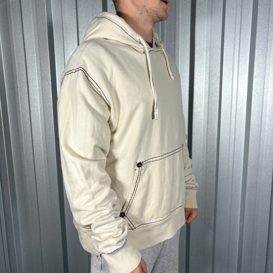 True Religion Y2K Cream Contrast Stitch Hoodie Sweatshirt - 3XL