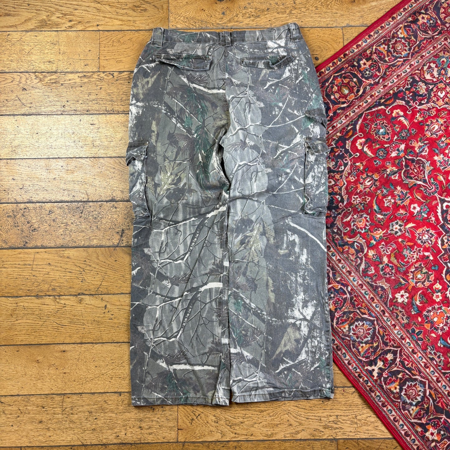 Vintage Real Tree Camo Cargo Green Hunting Workwear Trousers - 34