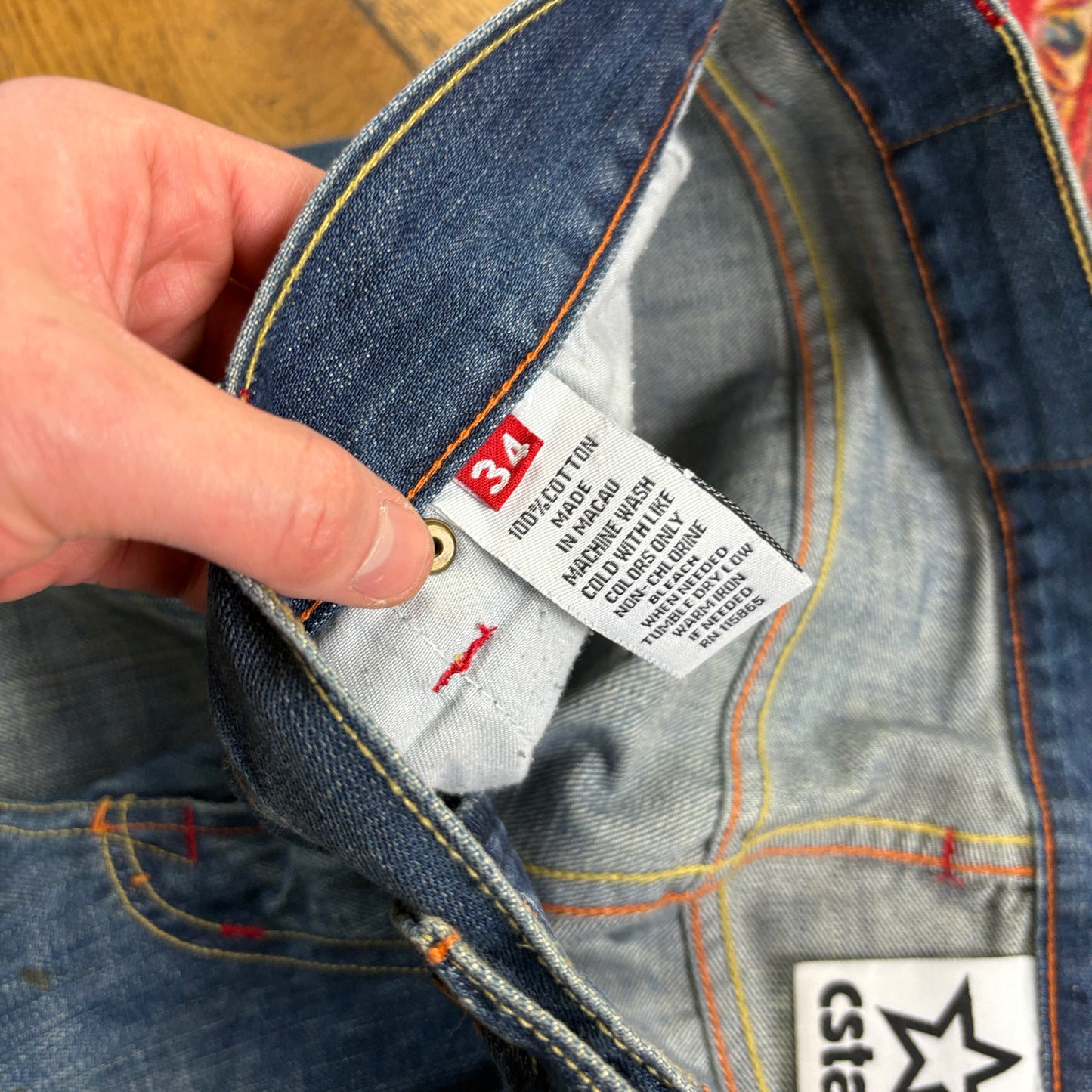 Vintage CStar Blue Embroidered Y2K Hip Hop Baggy Jeans - 36