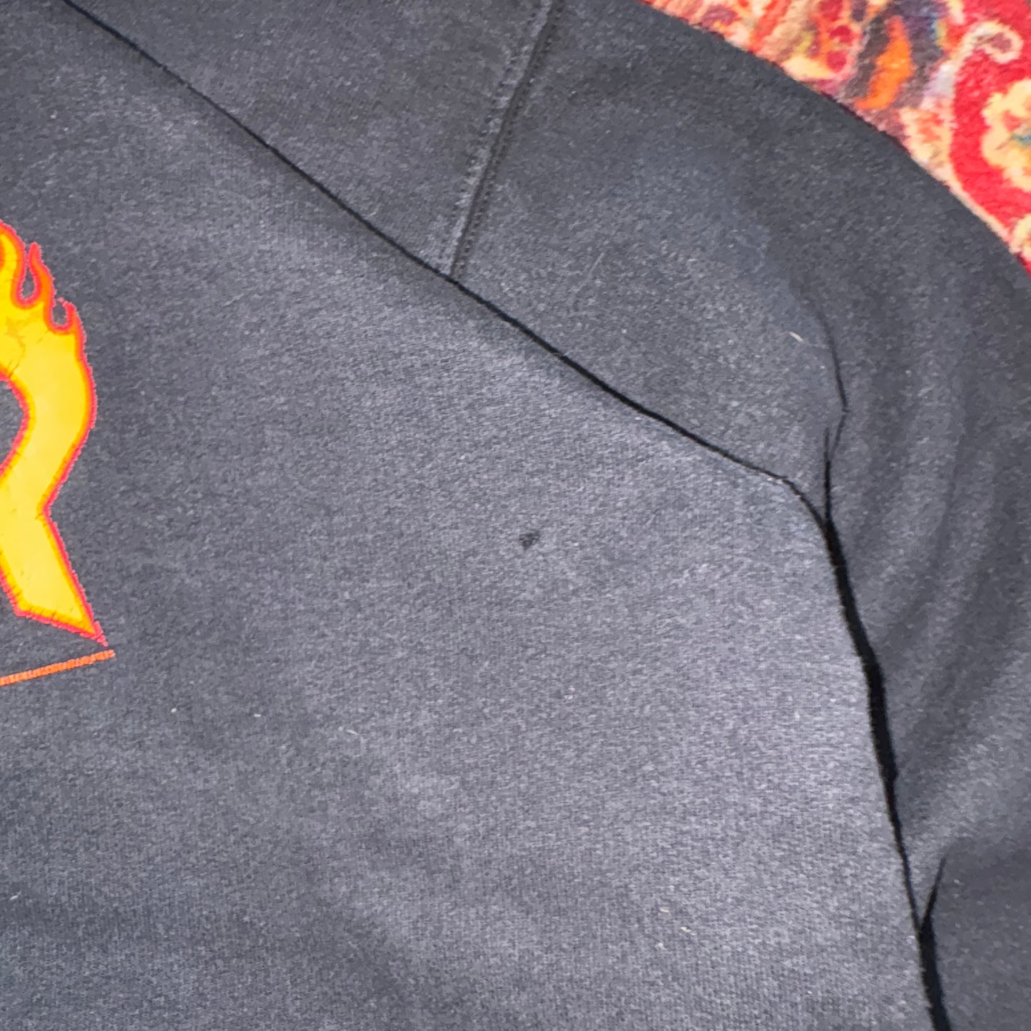 Vintage Thrasher Black Flames Hoodie Skate Sweatshirt - M
