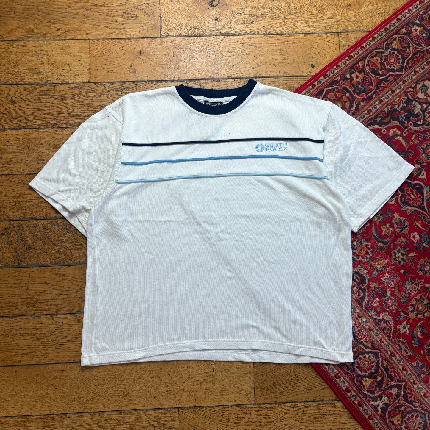 Vintage Southpole Embroidered Knit Heavyweight White T-Shirt - XL