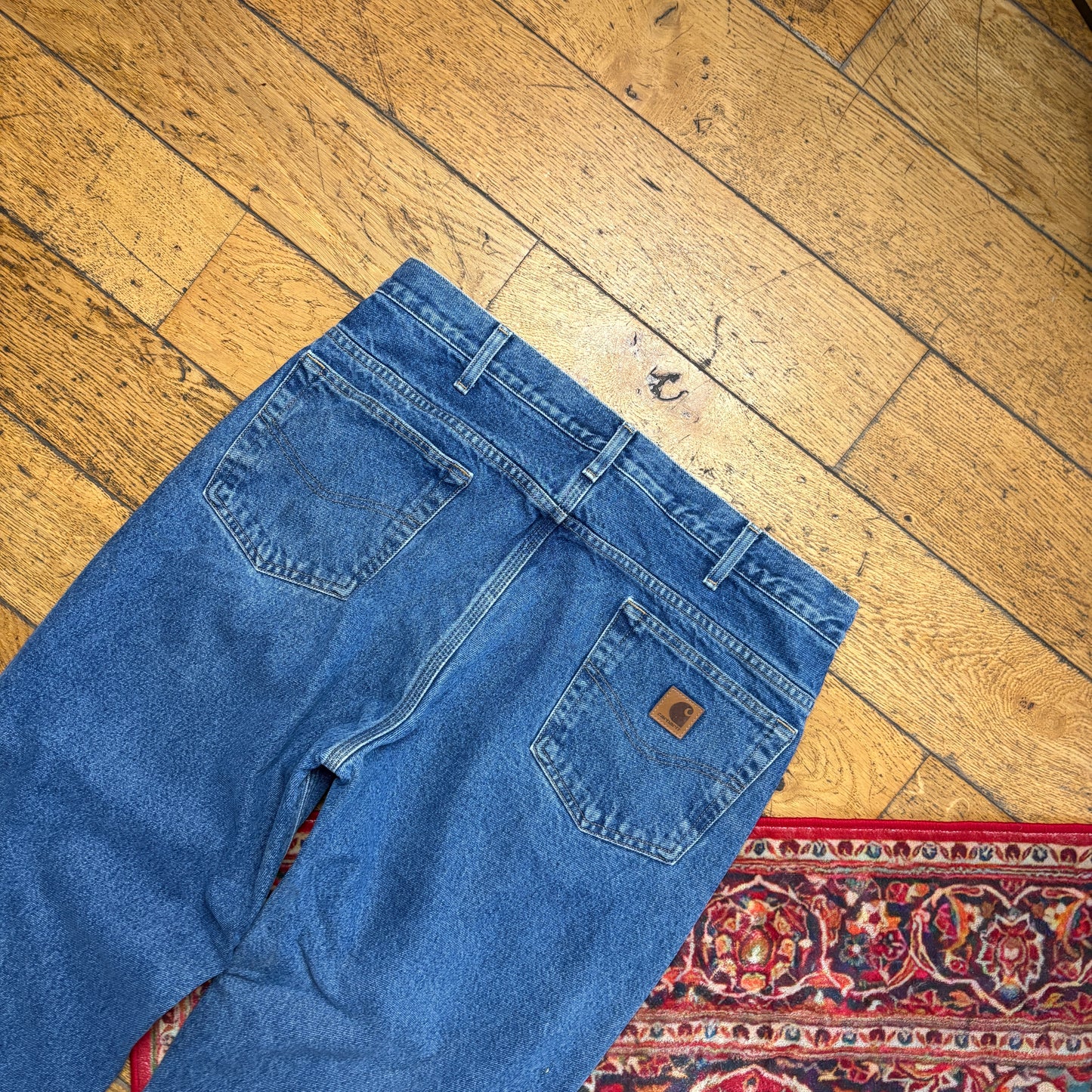 Vintage Carhartt Workwear Carpenter Baggy Blue Jeans - 36R