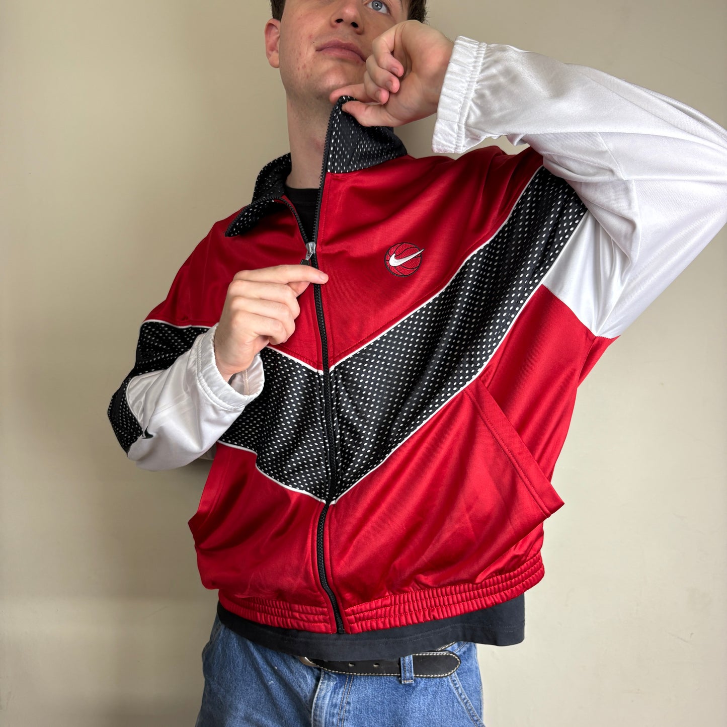 Vintage Nike Basketball 90s Red Track Jacket - XL