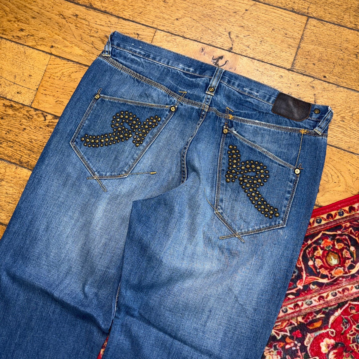 Vintage Rocawear Blue Embroidered Y2K Hip Hop Baggy Jeans - 38L