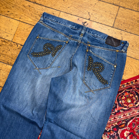 Vintage Rocawear Blue Embroidered Y2K Hip Hop Baggy Jeans - 38L