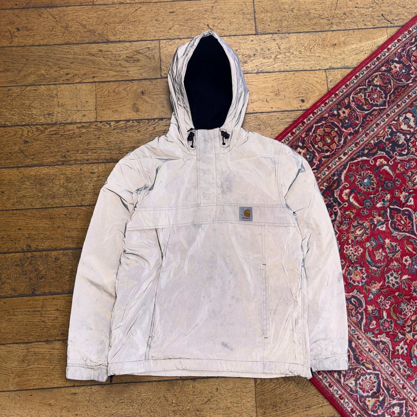 Vintage Carhartt WIP 3M Reflective Grey Parka Coat Jacket - S