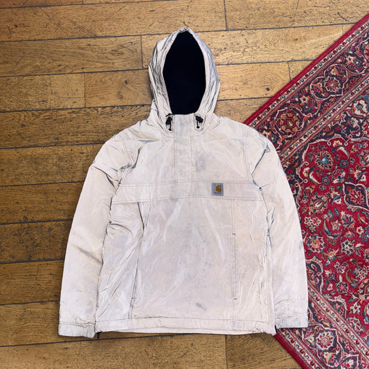 Vintage Carhartt WIP 3M Reflective Grey Parka Coat Jacket - S