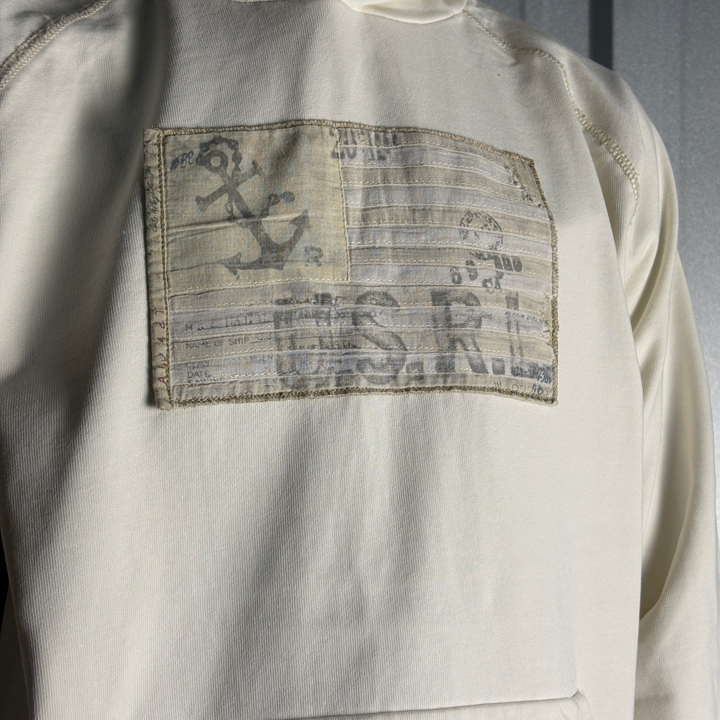 Vintage Ralph Lauren White Cream Hoodie Embroidered Sweatshirt - XL