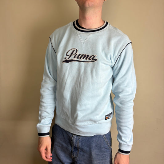 Vintage Puma Blue Ringer Y2K Embroidered Sweatshirt - M