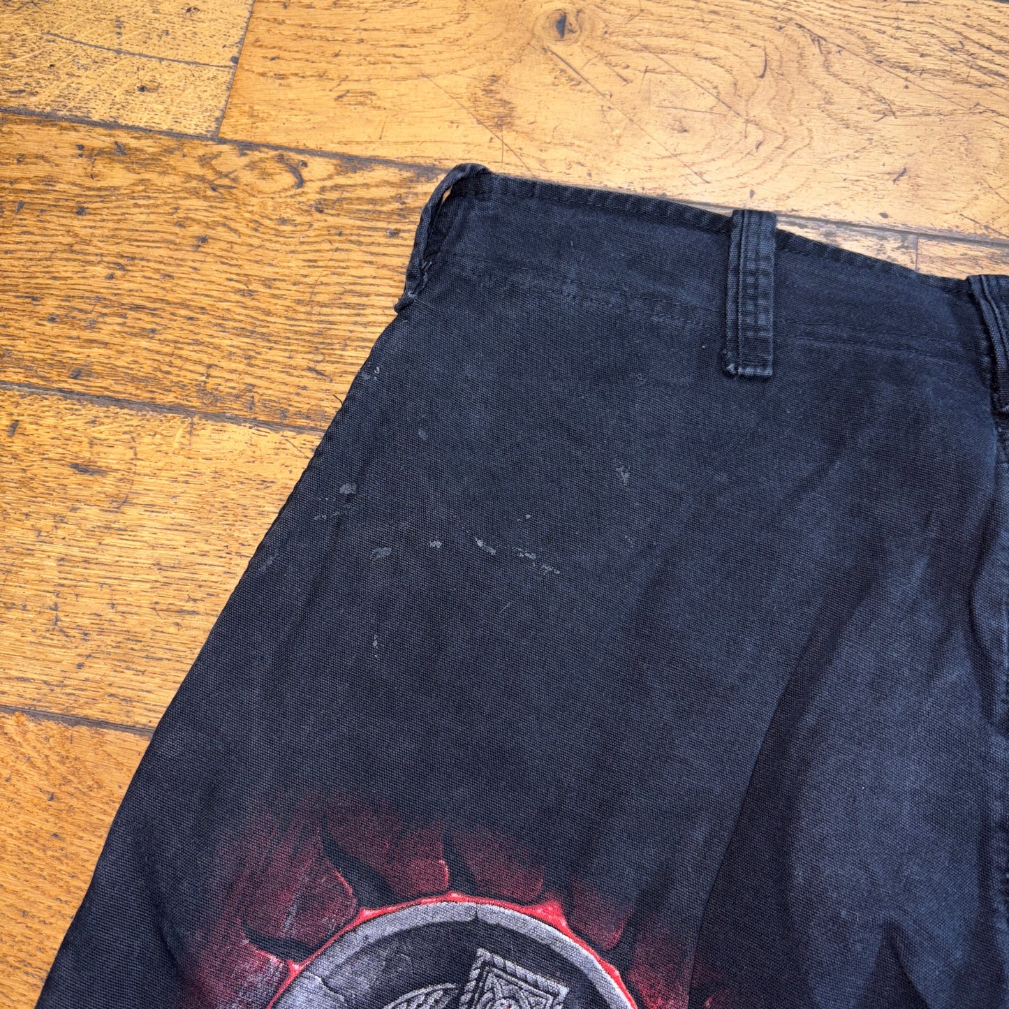 Vintage Black Grunge Punk Y2K Black Cargo Baggy Jeans Shorts Jorts - 36