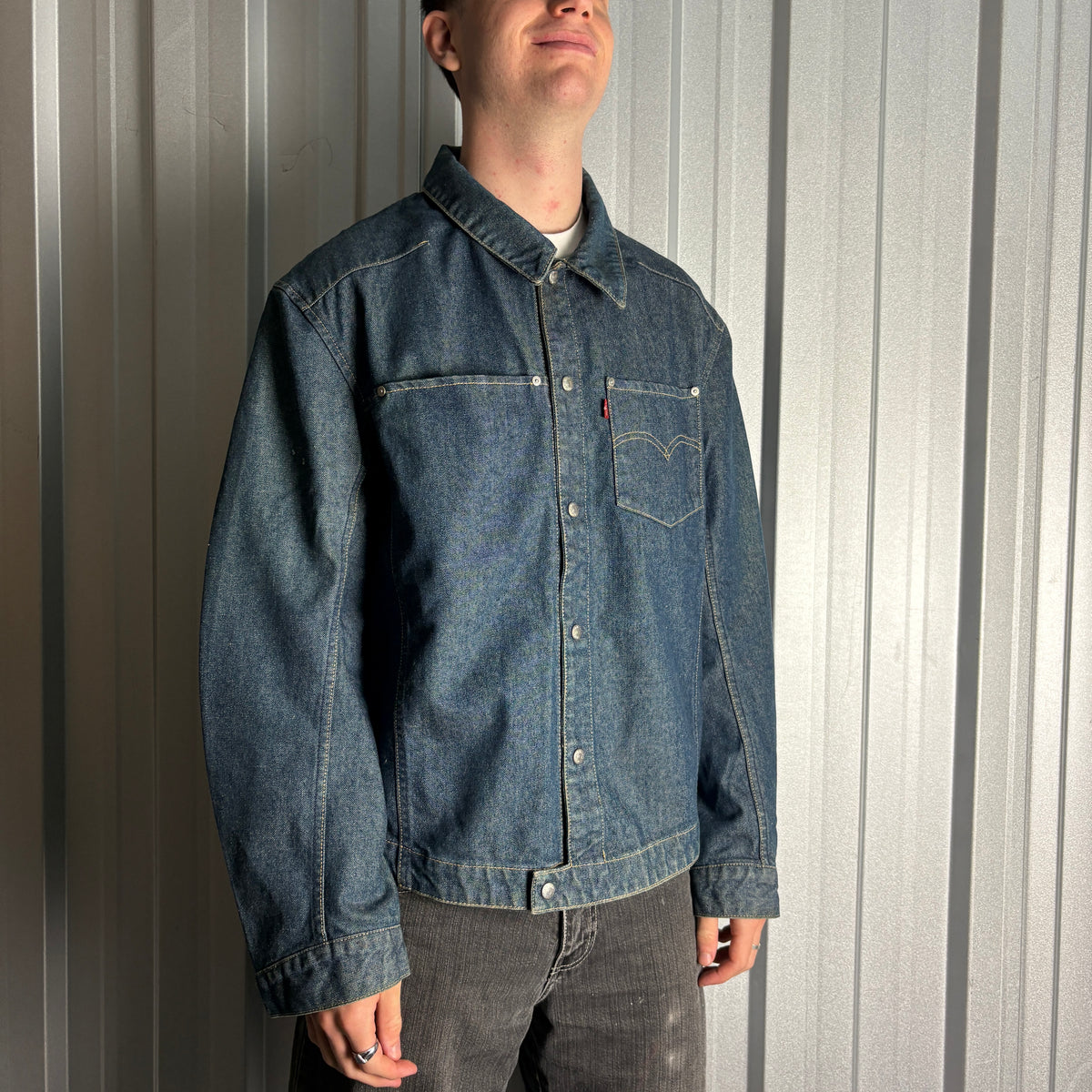 Vintage Levi's Engineered Y2K 00s Rare Blue Navy Denim Jacket - XL