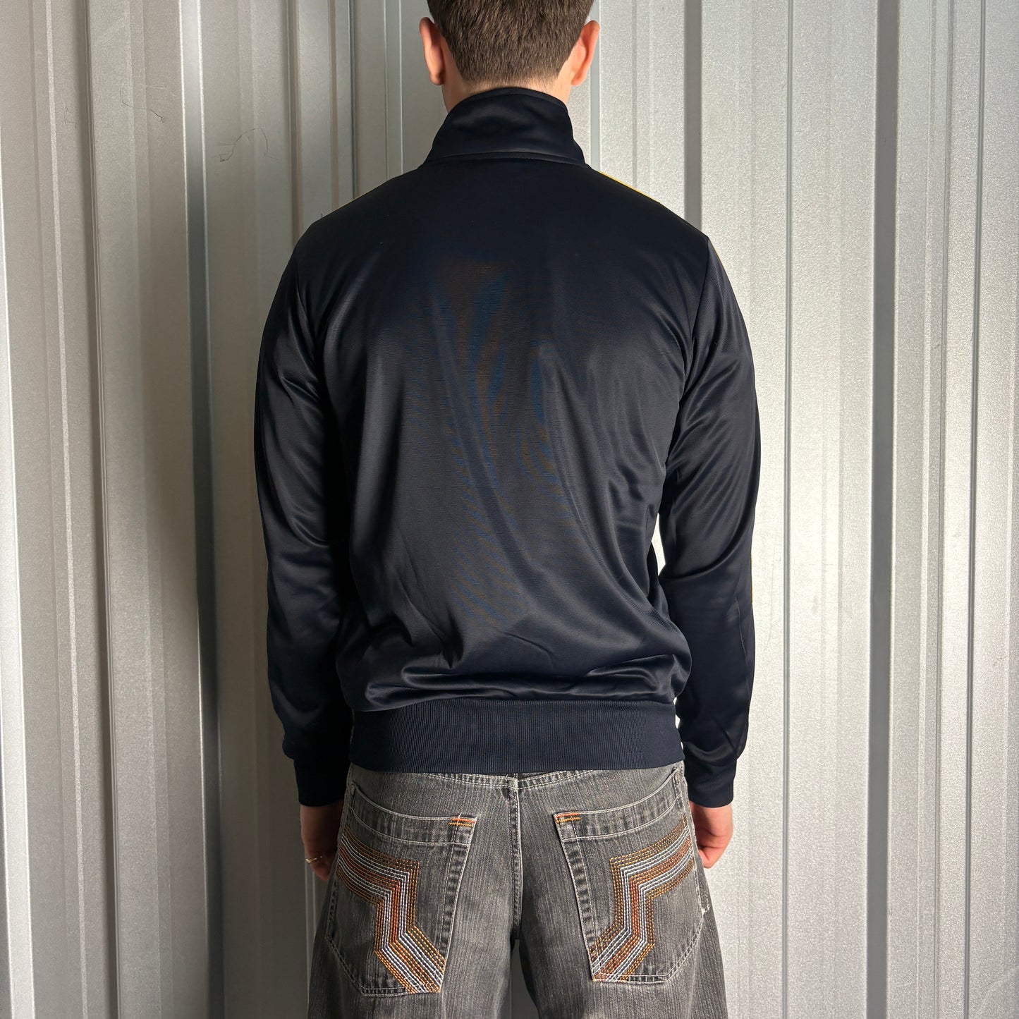 Vintage Italy Italia Black Gold Y2K 00s Tracksuit Track Jacket - S