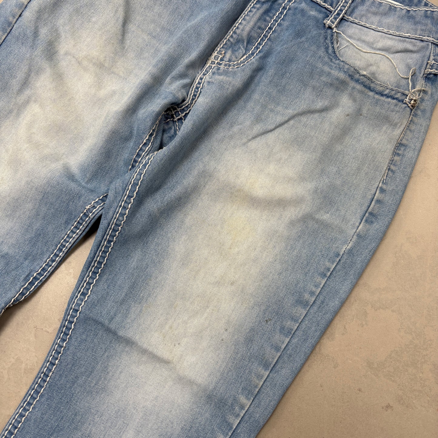 Vintage Embroidered Hip Hop Blue Jeans - 34