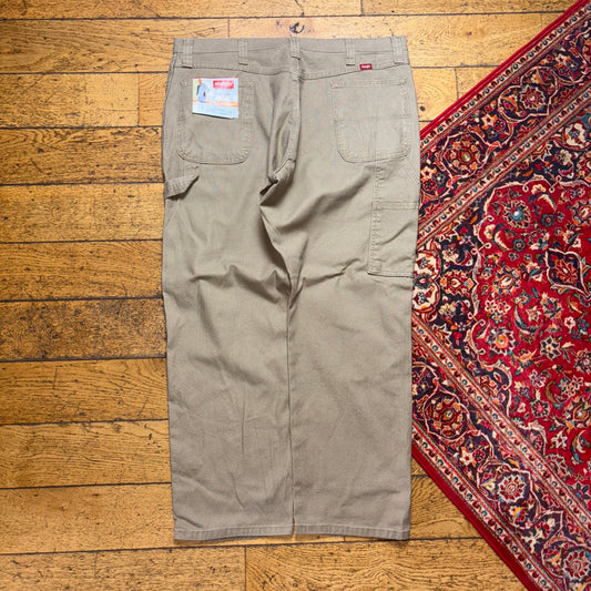 Vintage Wrangler Cream Brown Carpenter Workwear Baggy Trousers - 40S
