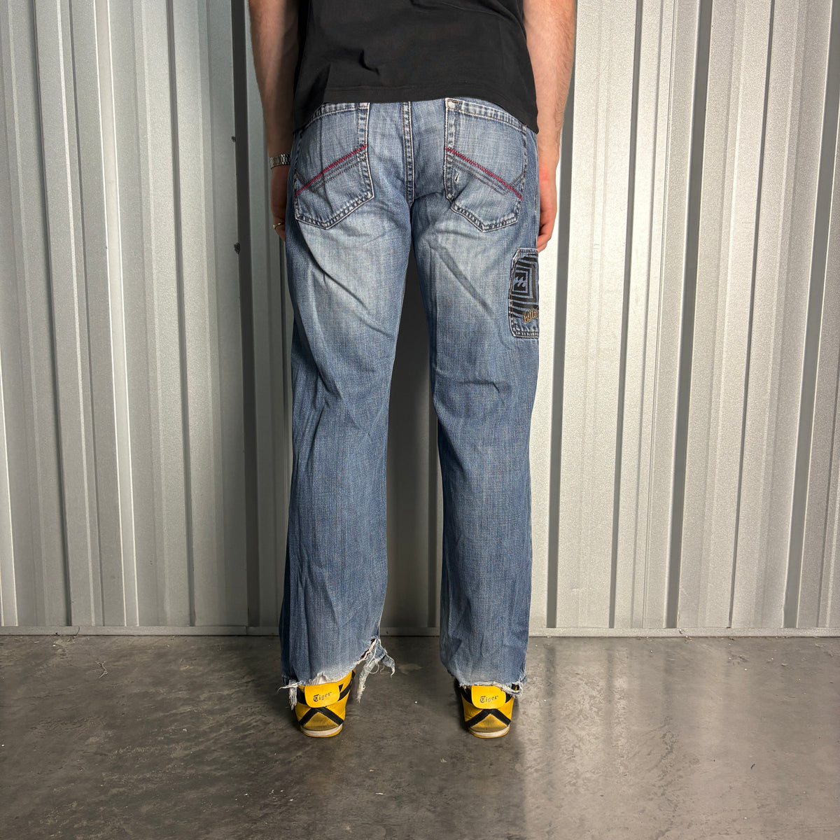 Billabong Blue Embroidered Surfwear Hip Hop Y2K Baggy Jeans - 32S