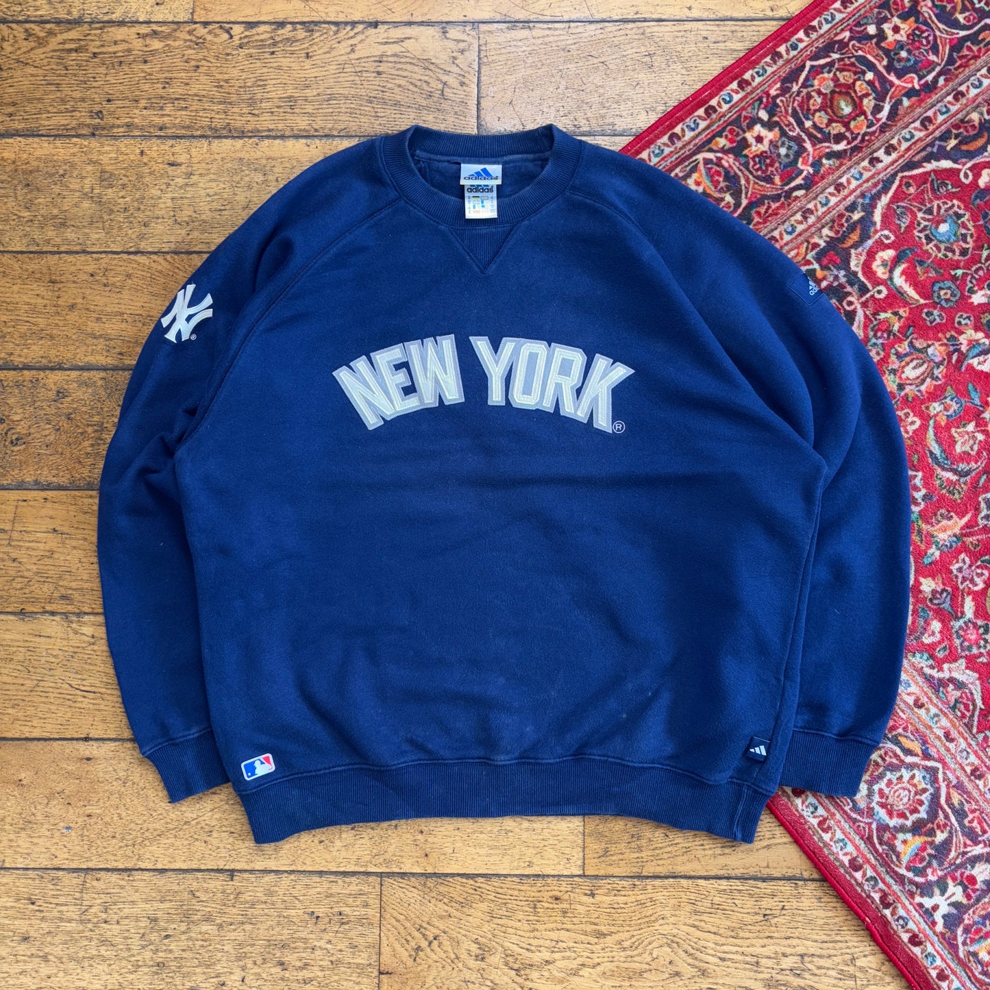 Vintage 90s Adidas New York Yankess Blue MLB NY Embroidered Sweatshirt - L
