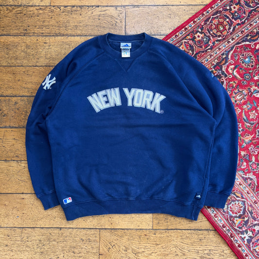 Vintage 90s Adidas New York Yankess Blue MLB NY Embroidered Sweatshirt - L