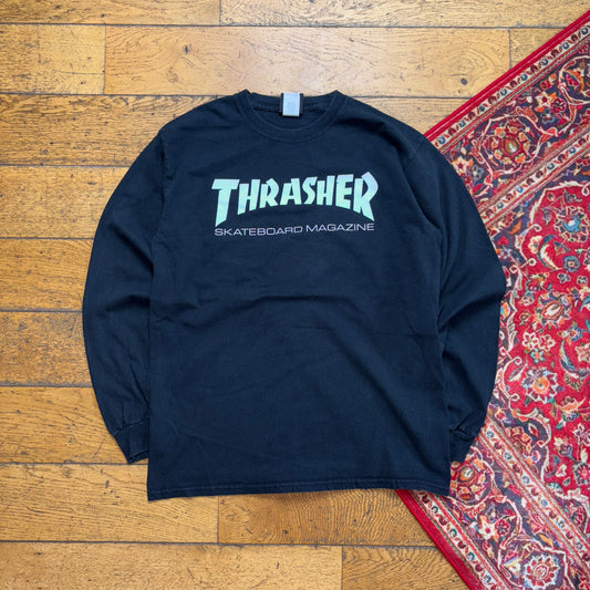 Vintage Thrasher Black Skate Graphic T-Shirt - S