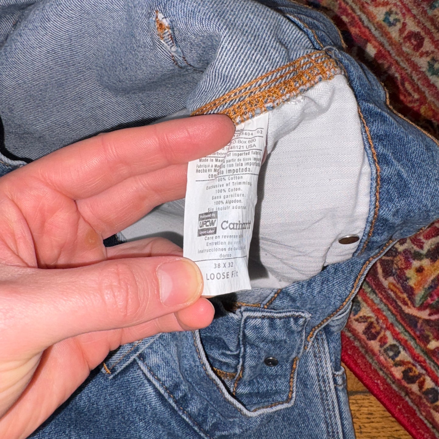 New Carhartt Double Knee Carpenter Baggy Blue Jeans - 42R