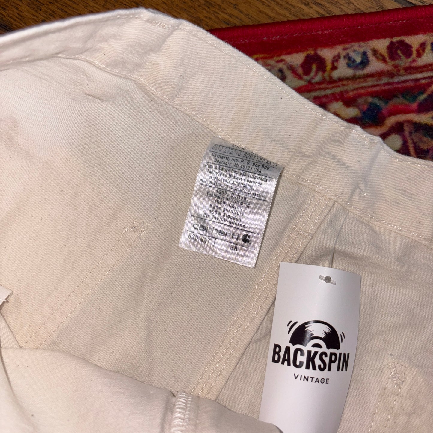 Vintage Carhartt Workwear Baggy Cream Carpenter Shorts - 38