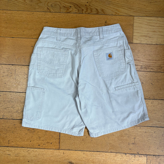 Vintage Carhartt White Womens Workwear Baggy Carpenter Shorts - Size 8
