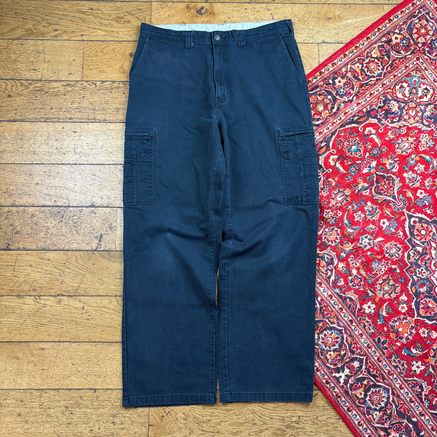 Vintage Dickies 874 Cargo Black Baggy Skate Trousers - 36