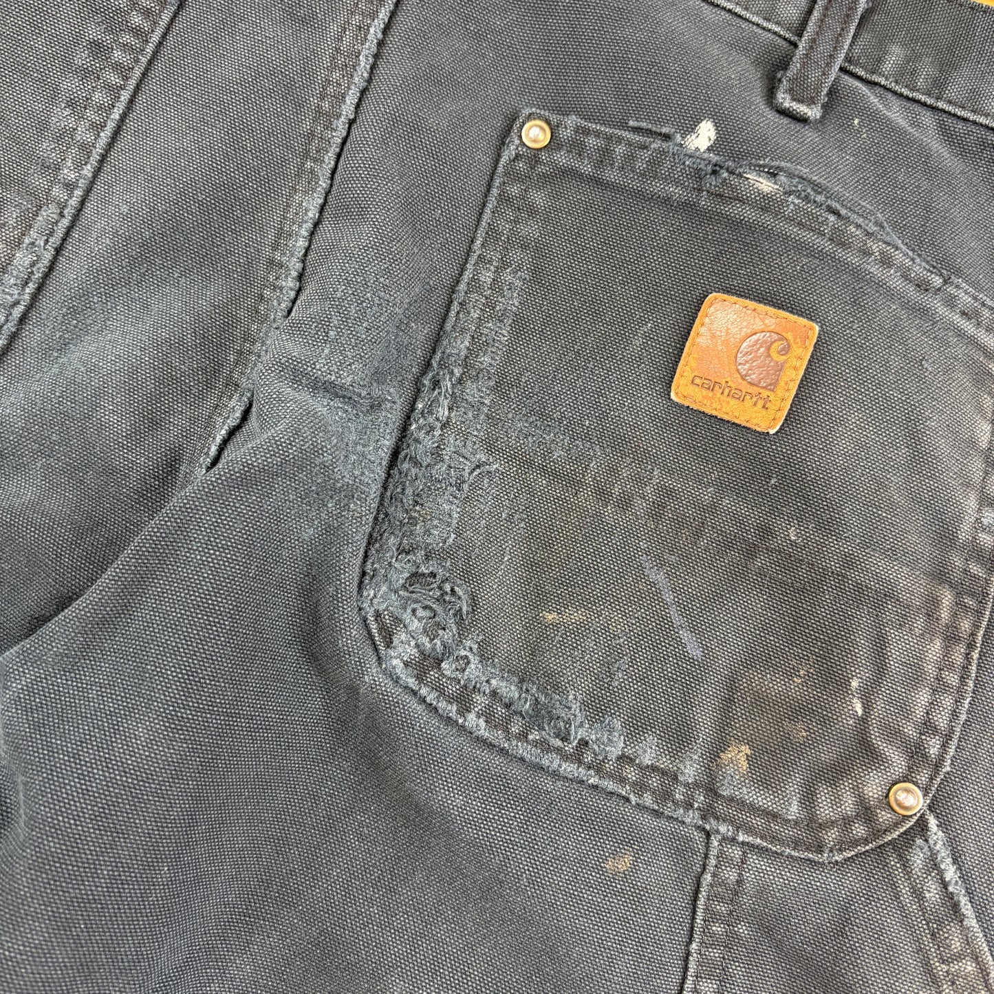 Vintage Carhartt Black Double Knee Workwear Carpenter Baggy Trousers - 33