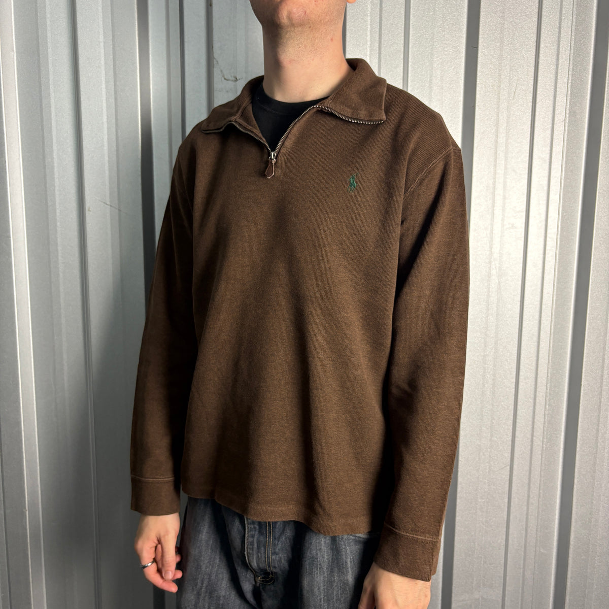 Ralph Lauren Brown Quarter Zip Jumper - XL