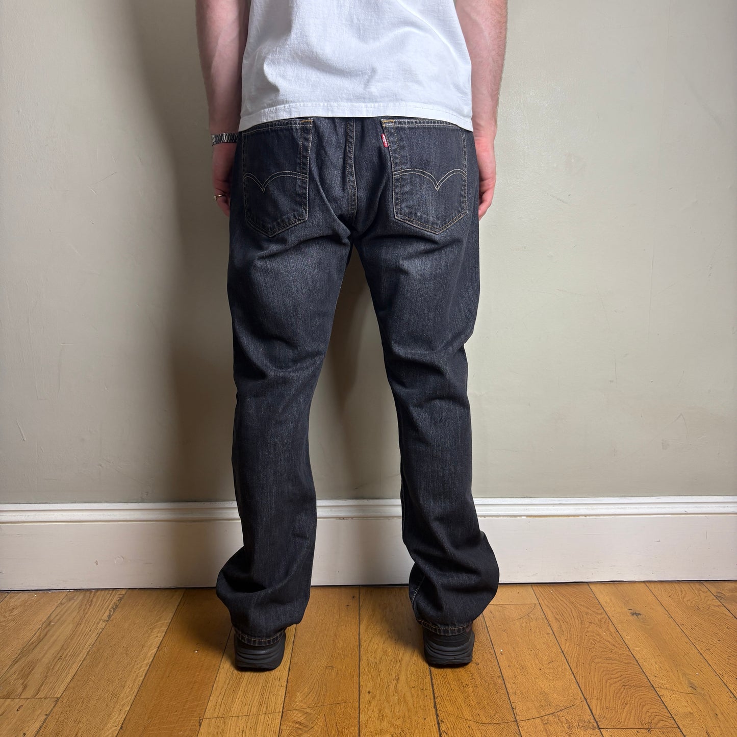 Vintage Levis 501 Straight Washed Black Denim Jeans - 38R