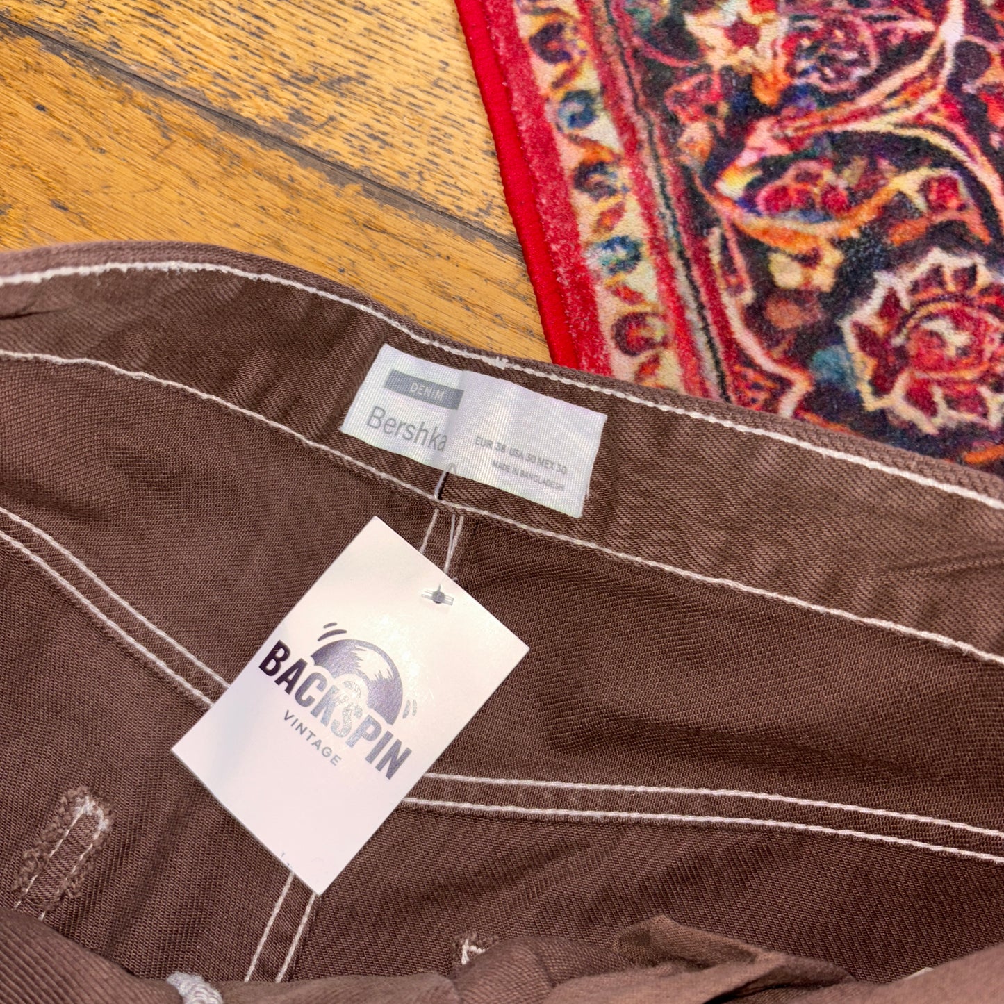 Vintage Bershka Brown Carpenter Workwear Baggy Trousers - 32R