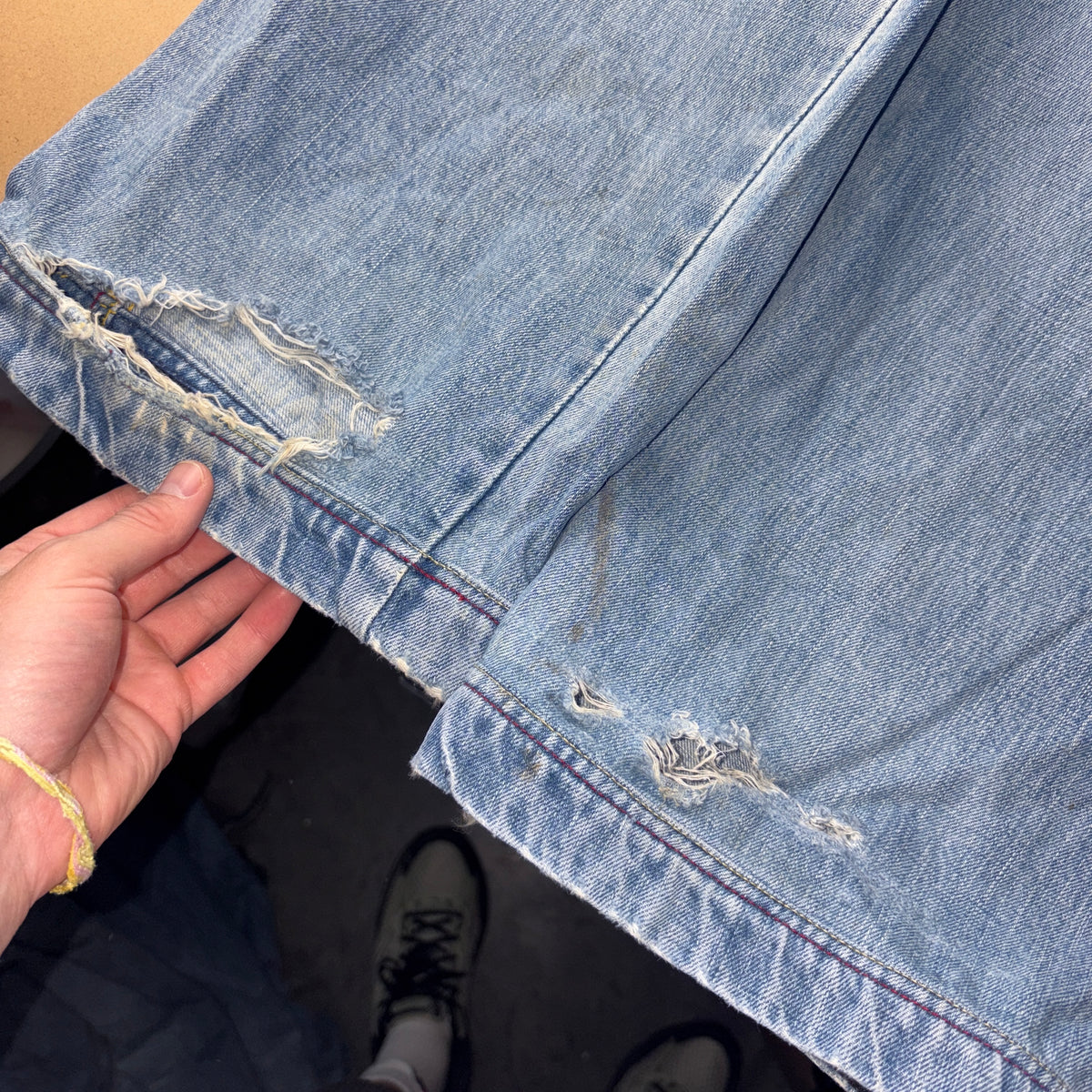 Karl Kani Blue Embroidered Japanese Denim Hip Hop Y2K Baggy Jeans - 34S