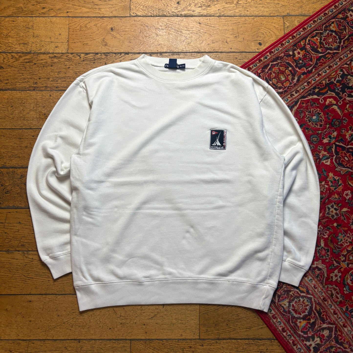 Vintage 90s Nautica White Embroidered Sweatshirt - XL