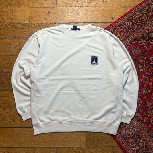 Vintage 90s Nautica White Embroidered Sweatshirt - XL