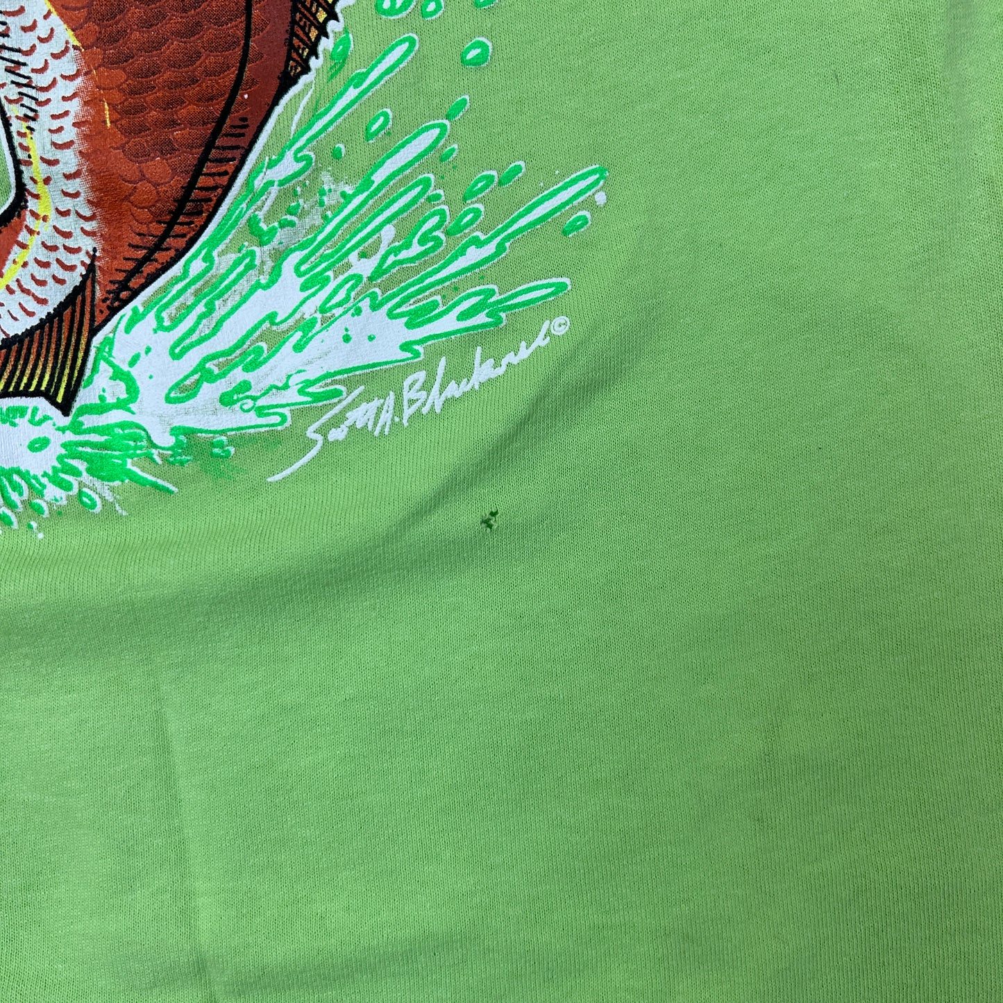 Vintage 90s Rip A Lip Fishing Graphic Green T-Shirt - XS