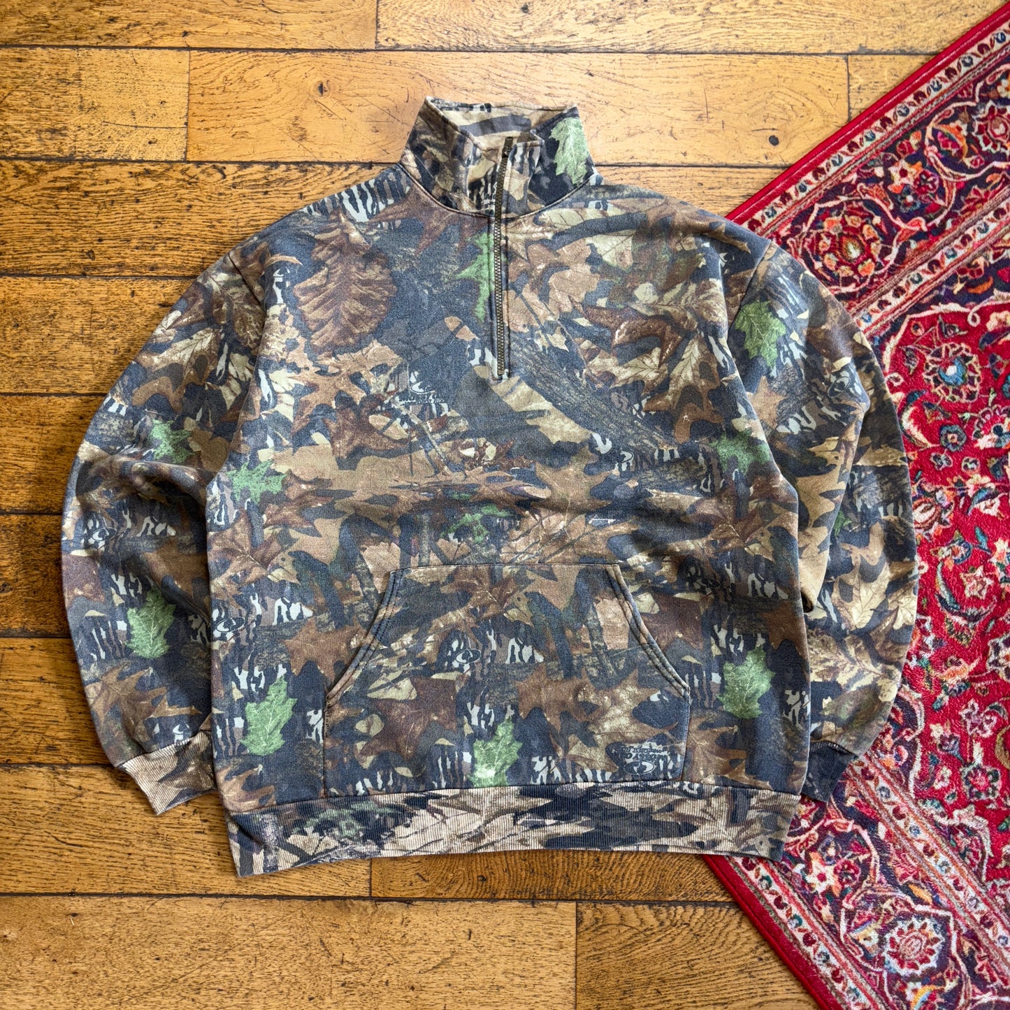 Vintage Realtree Camo Green Quarter Zip Sweatshirt - L