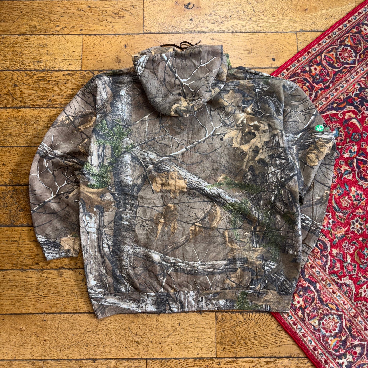 Vintage Realtree Russell Athletic Camo Green Hoodie Sweatshirt - 2XL