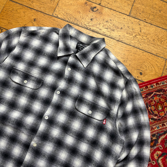 Vintage Stussy Black White Check Long Sleeve Shirt - XL